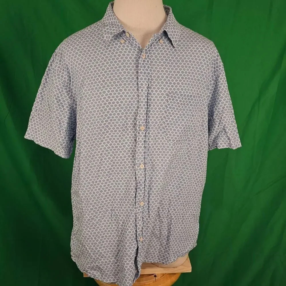 Faherty Mens Fishscale Redux Short‎ Sleeve Stretch Playa Button Down Shirt XXL